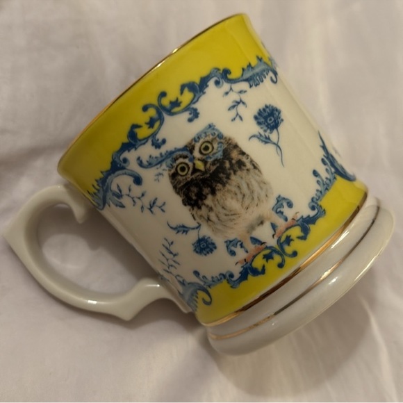 Lou Rota Yellow and Blue Owl Mug - Picture 2 of 4